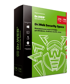 Dr.Web Security Space лицензия на 2 ПК на 1 год